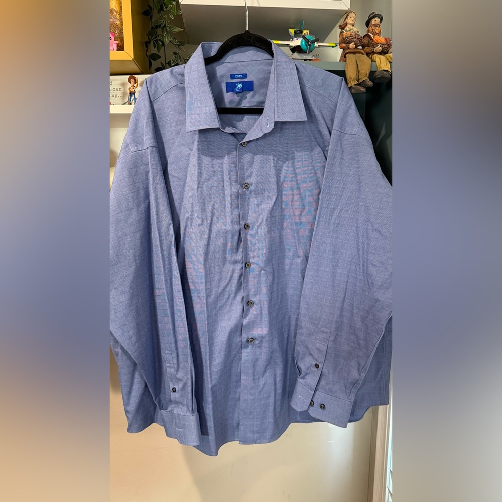 Egara Button Front‎ Shirt Men's Blue 3X Classic Fit